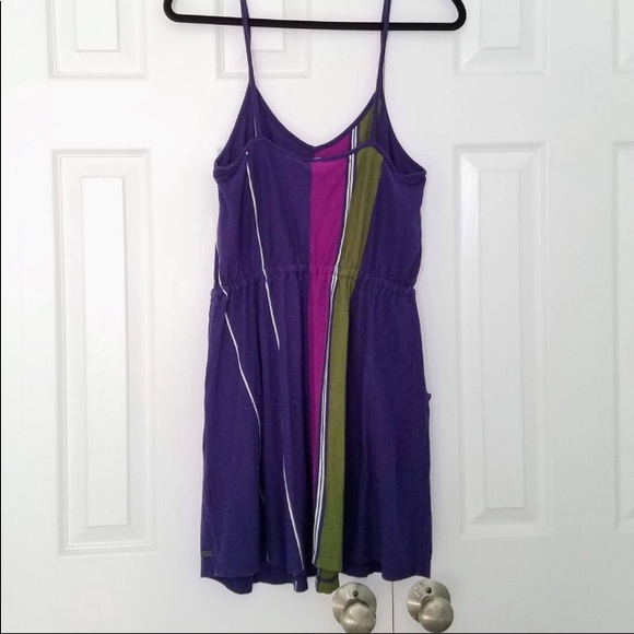 Roxy Striped Dress Purple, Blue, Green w/ Pockets - Picture 3 of 4